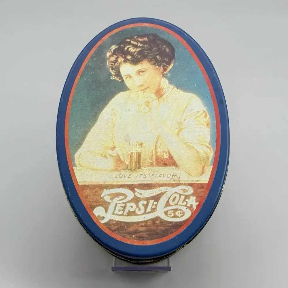 Vintage 1988 Pepsi Cola Oval Metal Tin Collectors 5Cents I Love Its Flavor